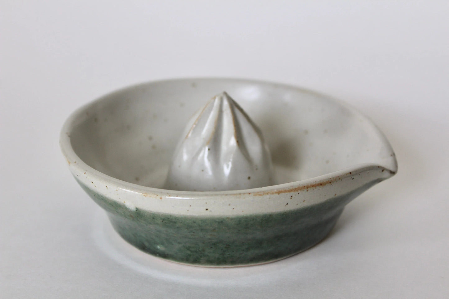 Green & White Stoneware Citrus Juicer