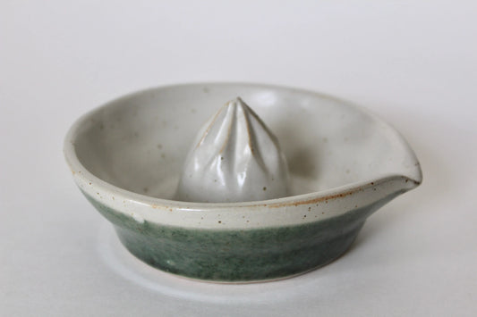 Green & White Stoneware Citrus Juicer
