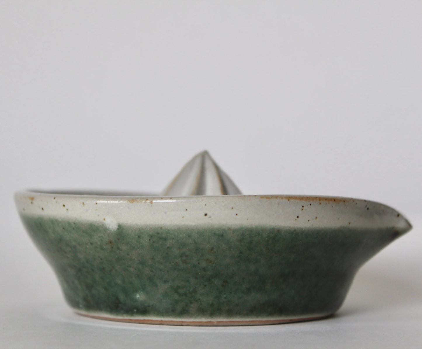 Green & White Stoneware Citrus Juicer