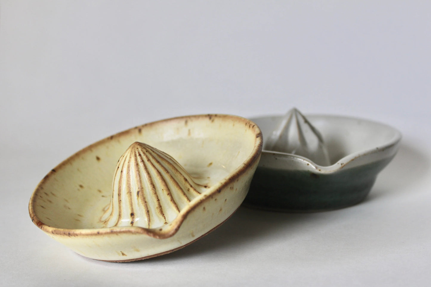 Green & White Stoneware Citrus Juicer